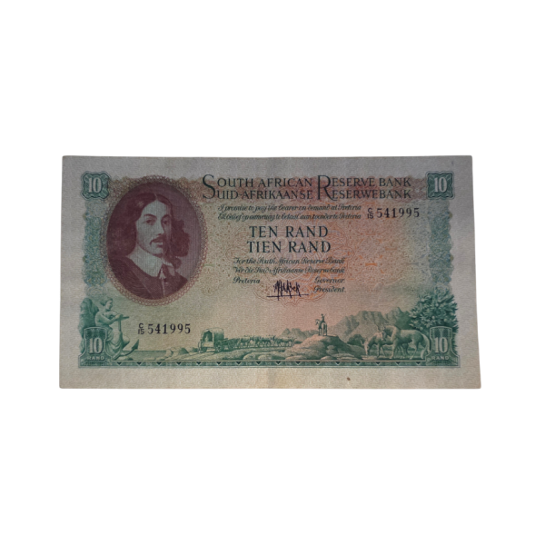 South African Reserve Bank Ten Rand 1961 Eng/Afr S/N: C15/541995
