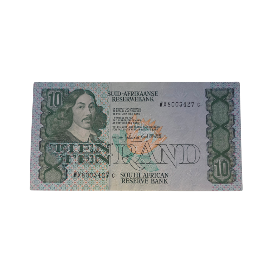 South African Reserve Bank Ten Rand 1990 Afr/Eng S/N: WX8003427 C