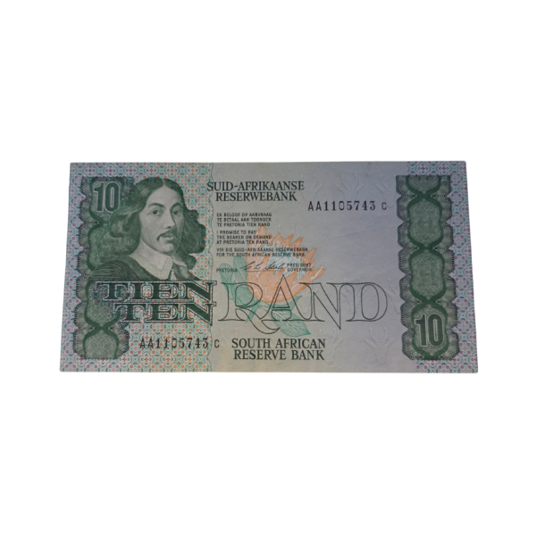 South African Reserve Bank Ten Rand 1990 Afr/Eng S/N: AA1105743 C