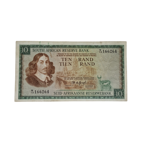 South African Reserve Bank Ten Rand 1967 Eng/Afr S/N: W13/166264