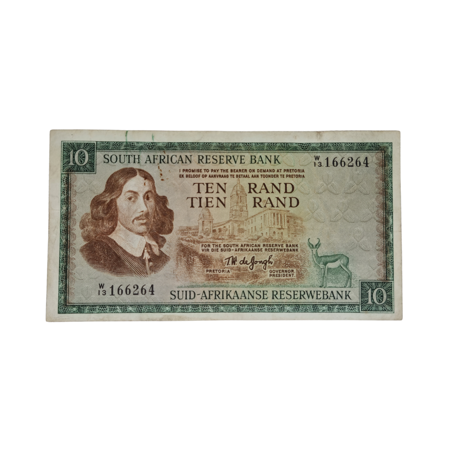 South African Reserve Bank Ten Rand 1967 Eng/Afr S/N: W13/166264