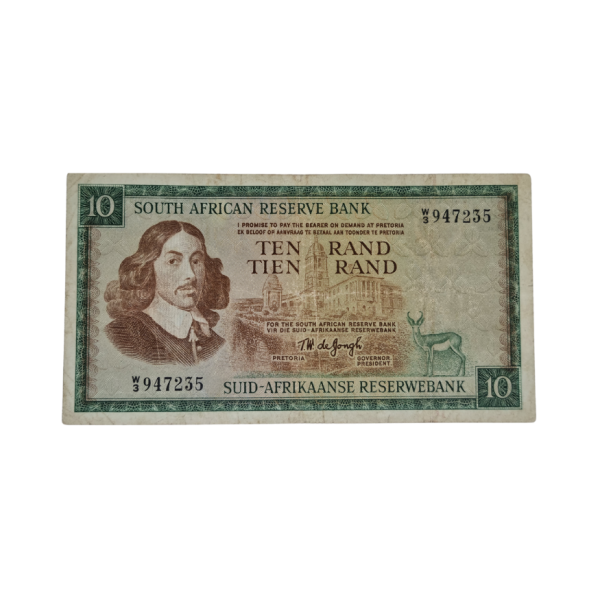 South African Reserve Bank Ten Rand 1967 Eng/Afr S/N: W3/947235