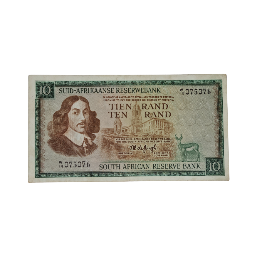 South African Reserve Bank Ten Rand 1967 Afr/Eng S/N: W14/075076