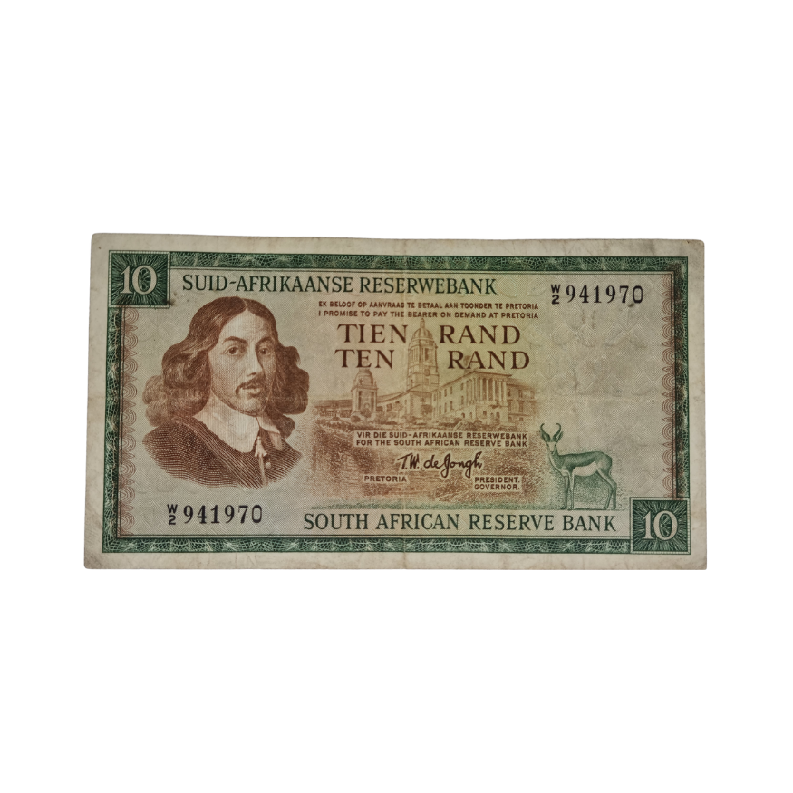 South African Reserve Bank Ten Rand 1967 Afr/Eng S/N: W2/941970
