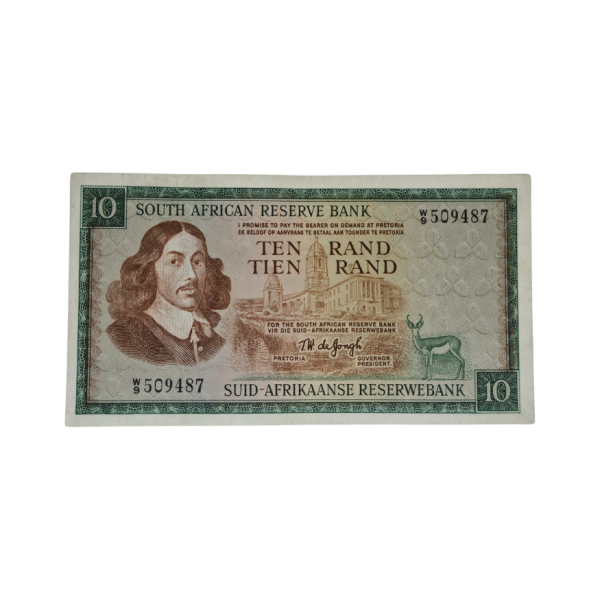 South African Reserve Bank Ten Rand 1967 Eng/Afr S/N: W9/509487