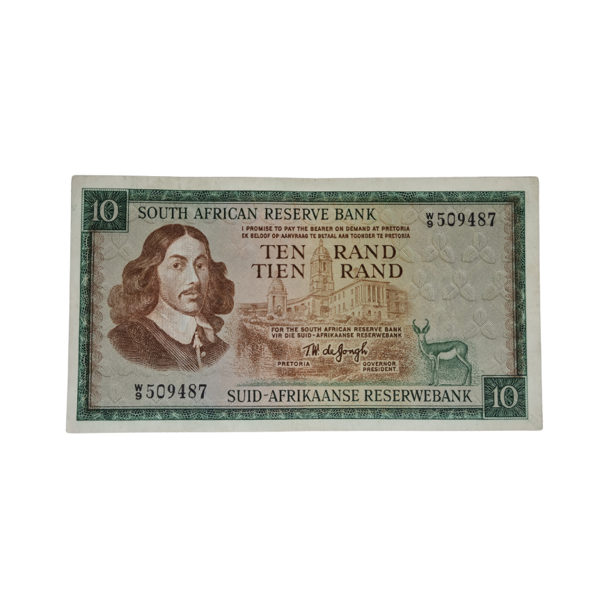 South African Reserve Bank Ten Rand 1967 Eng/Afr S/N: W9/509487