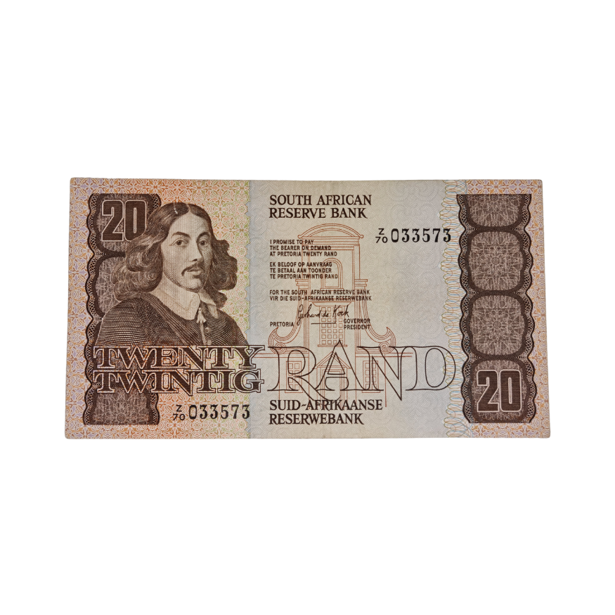 South African Reserve Bank Twenty Rand 1984 Eng/Afr S/N: Z70/033573