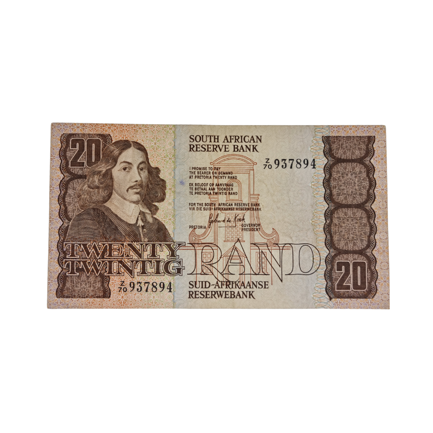 South African Reserve Bank Twenty Rand 1984 Eng/Afr S/N: Z70/937894