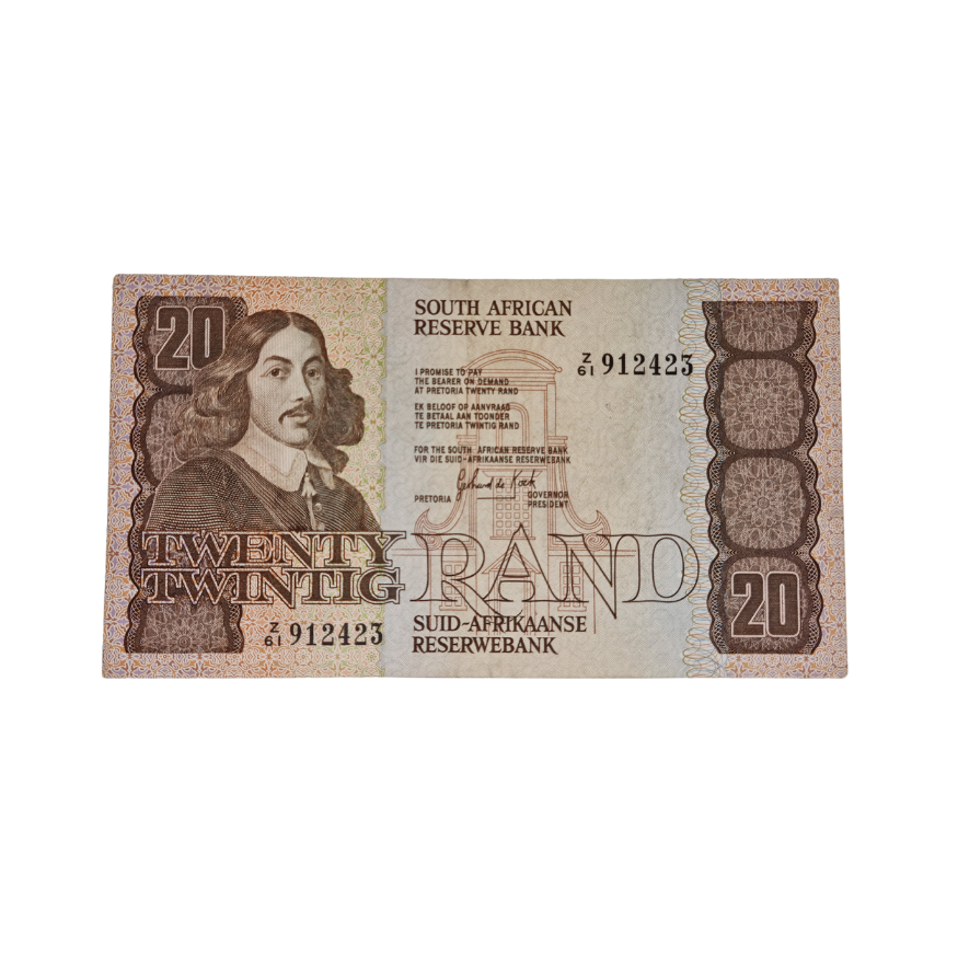 South African Reserve Bank Twenty Rand 1984 Eng/Afr S/N: Z61/912423