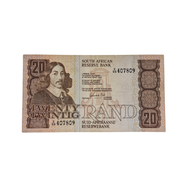 South African Reserve Bank Twenty Rand 1984 Eng/Afr S/N: Z55/407809