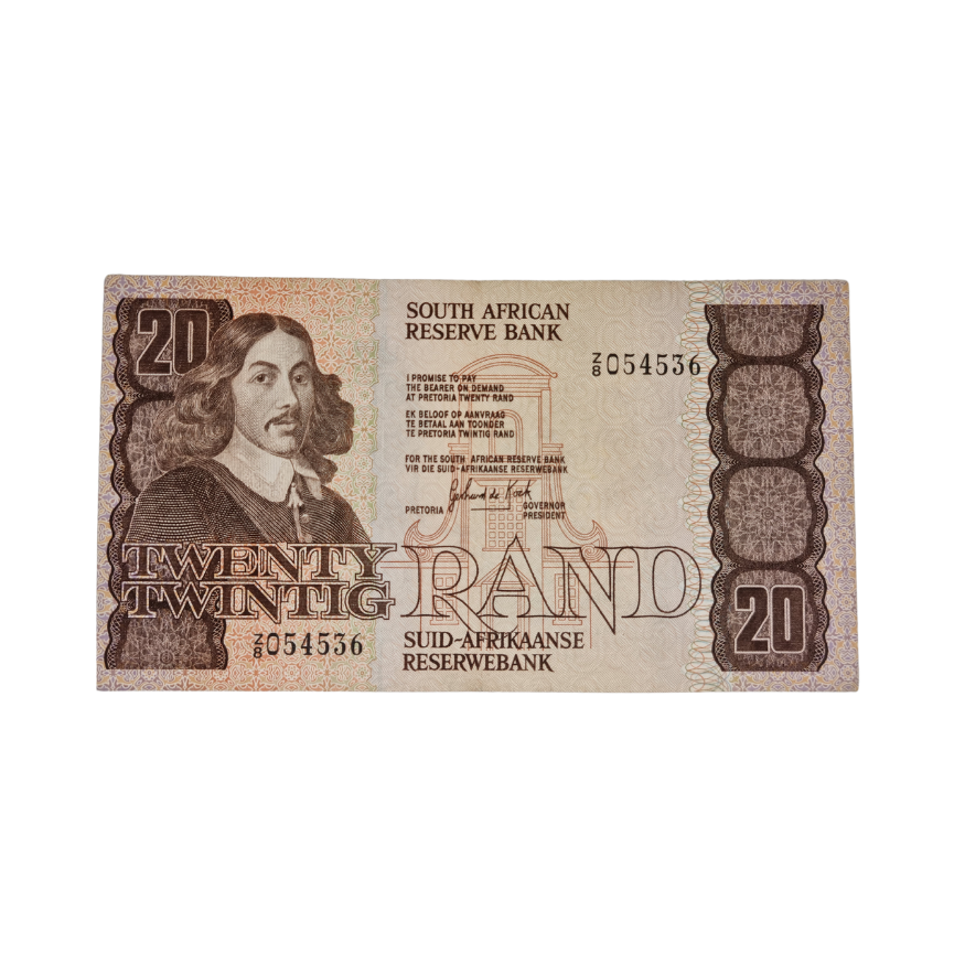 South African Reserve Bank Twenty Rand 1981 Eng/Afr S/N: Z8/054536