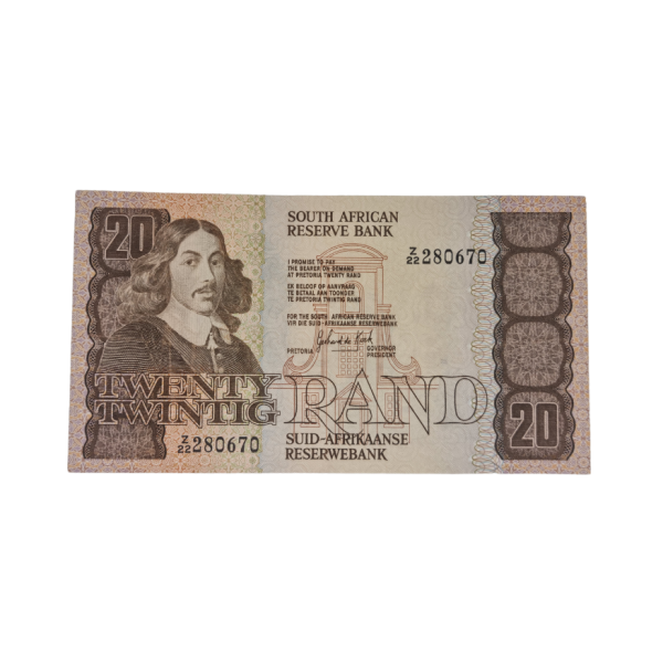 South African Reserve Bank Twenty Rand 1984 Eng/Afr S/N: Z22/280670