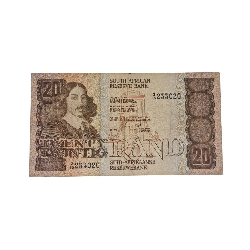 South African Reserve Bank Twenty Rand 1984 Eng/Afr S/N: Z15/233020