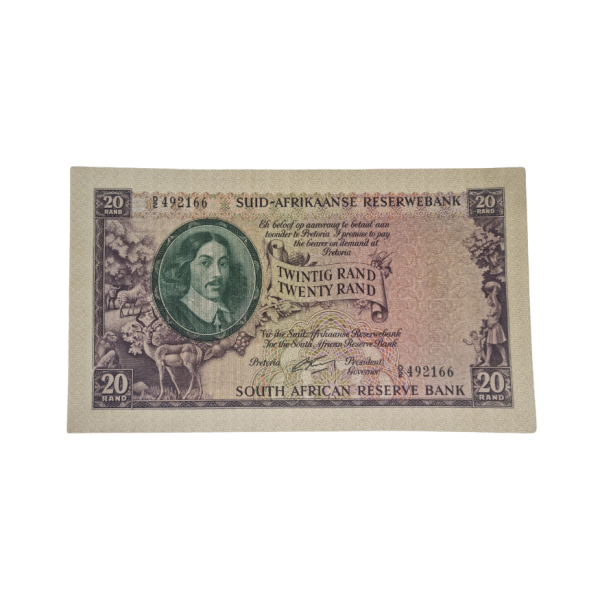 South African Reserve Bank Twenty Rand 1962 Afr/Eng S/N: D2/492166