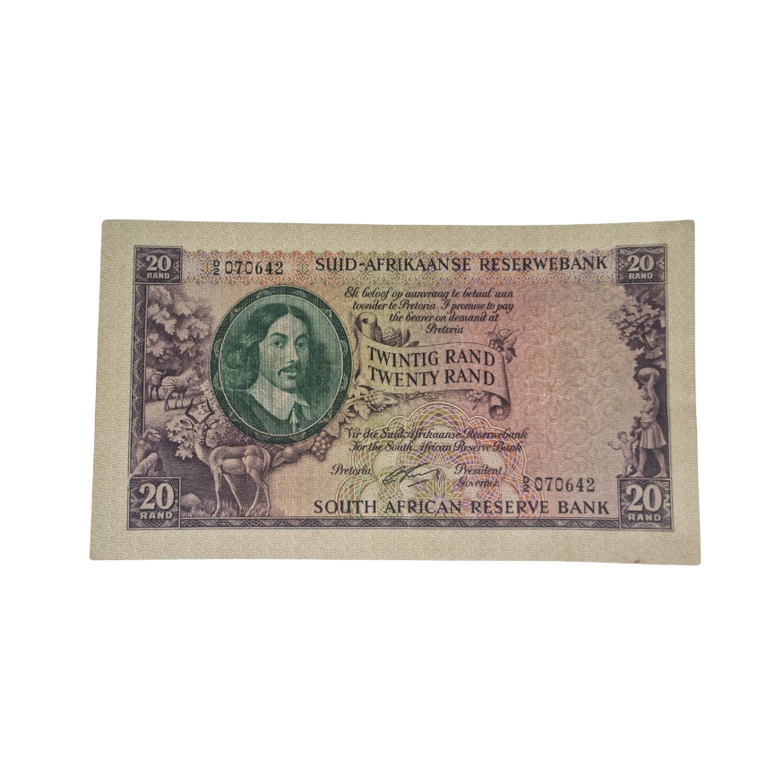 South African Reserve Bank Twenty Rand 1962 Afr/Eng S/N: D2/070642