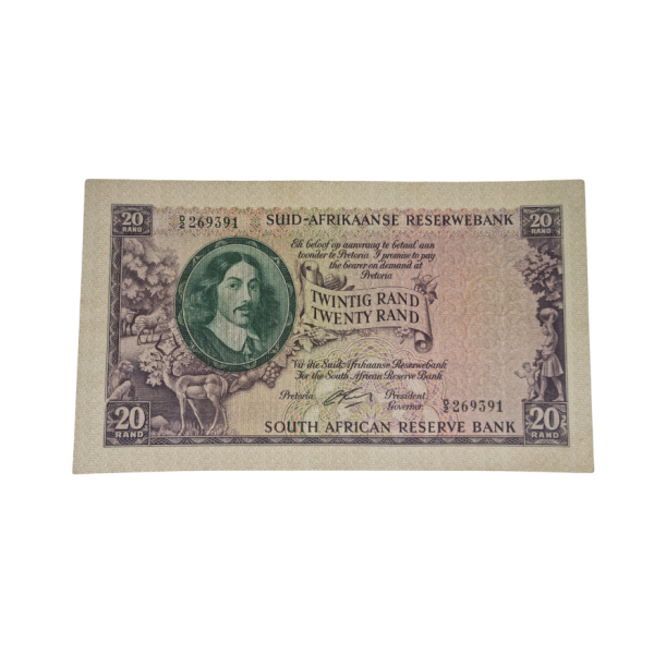 South African Reserve Bank Twenty Rand 1962 Afr/Eng S/N: D2/269391