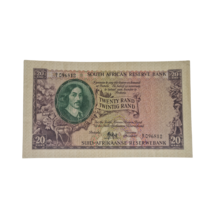 South African Reserve Bank Twenty Rand 1961 Eng/Afr S/N: D1/096812