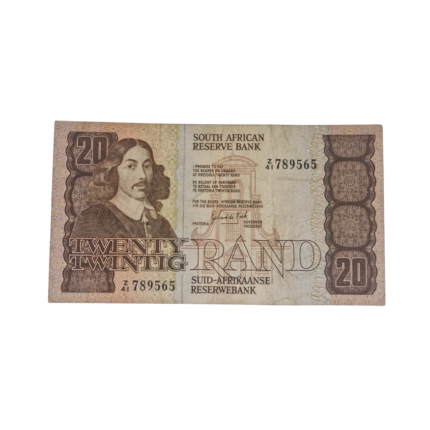 South African Reserve Bank Twenty Rand 1984 Eng/Afr S/N: Z41/789565