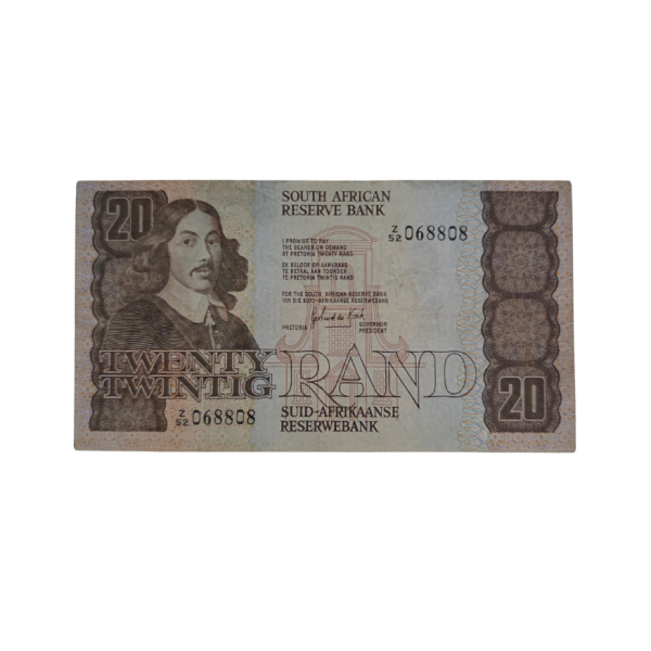 South African Reserve Bank Twenty Rand 1984 Eng/Afr S/N: Z52/068808 Hern: 682