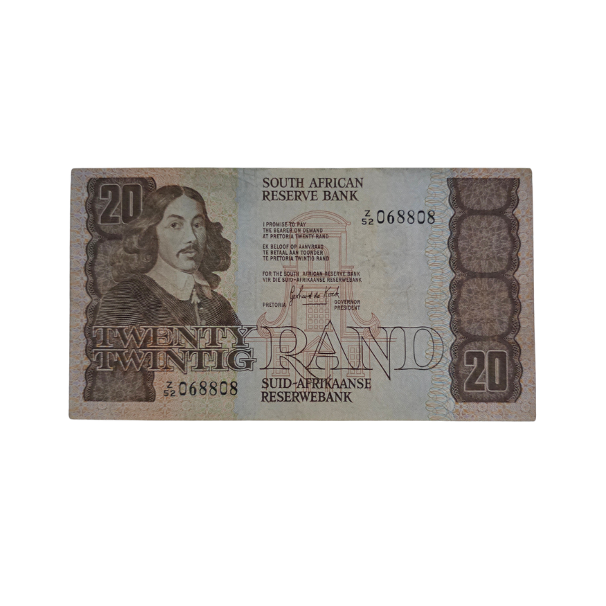 South African Reserve Bank Twenty Rand 1984 Eng/Afr S/N: Z52/068808 Hern: 682