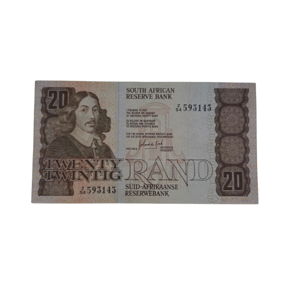 South African Reserve Bank Twenty Rand 1984 Eng/Afr S/N: Z54/593143 Hern: 682