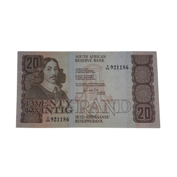 South African Reserve Bank Twenty Rand 1984 Eng/Afr S/N: Z56/921186 Hern: 682