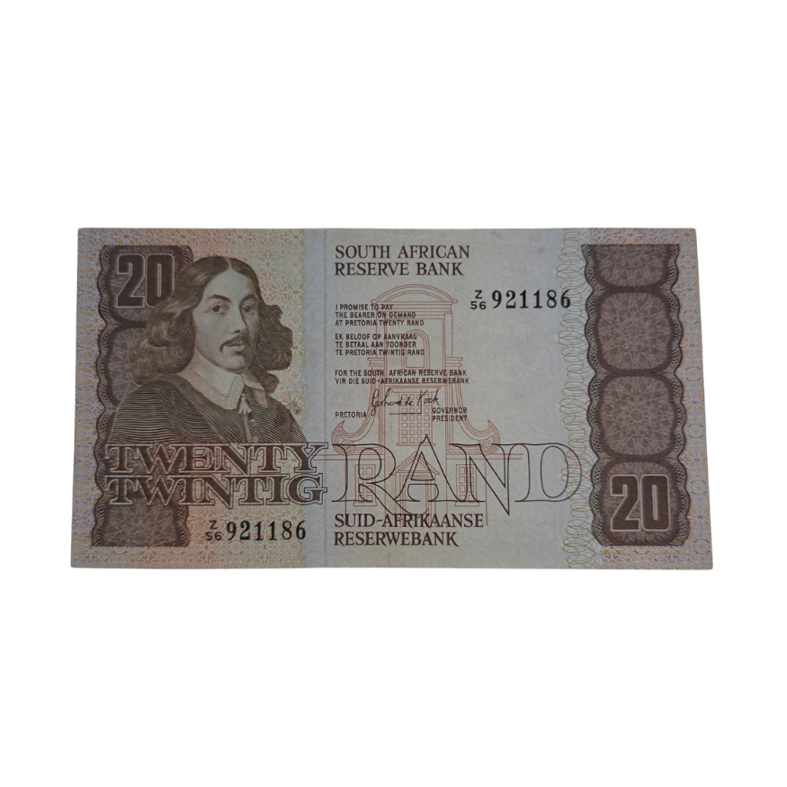 South African Reserve Bank Twenty Rand 1984 Eng/Afr S/N: Z56/921186 Hern: 682