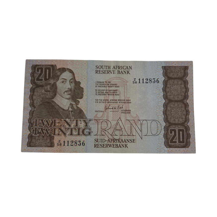 South African Reserve Bank Twenty Rand 1984 Eng/Afr S/N: Z58/112836 Hern: 682
