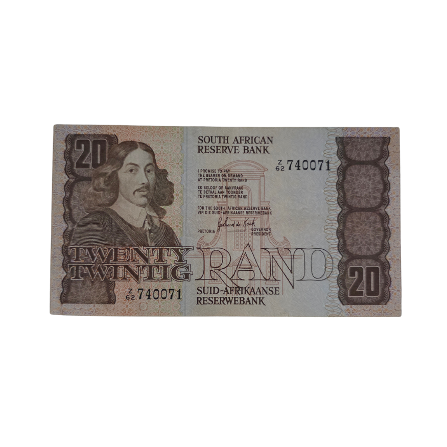 South African Reserve Bank Twenty Rand 1984 Eng/Afr S/N: Z62/740071 Hern: 682