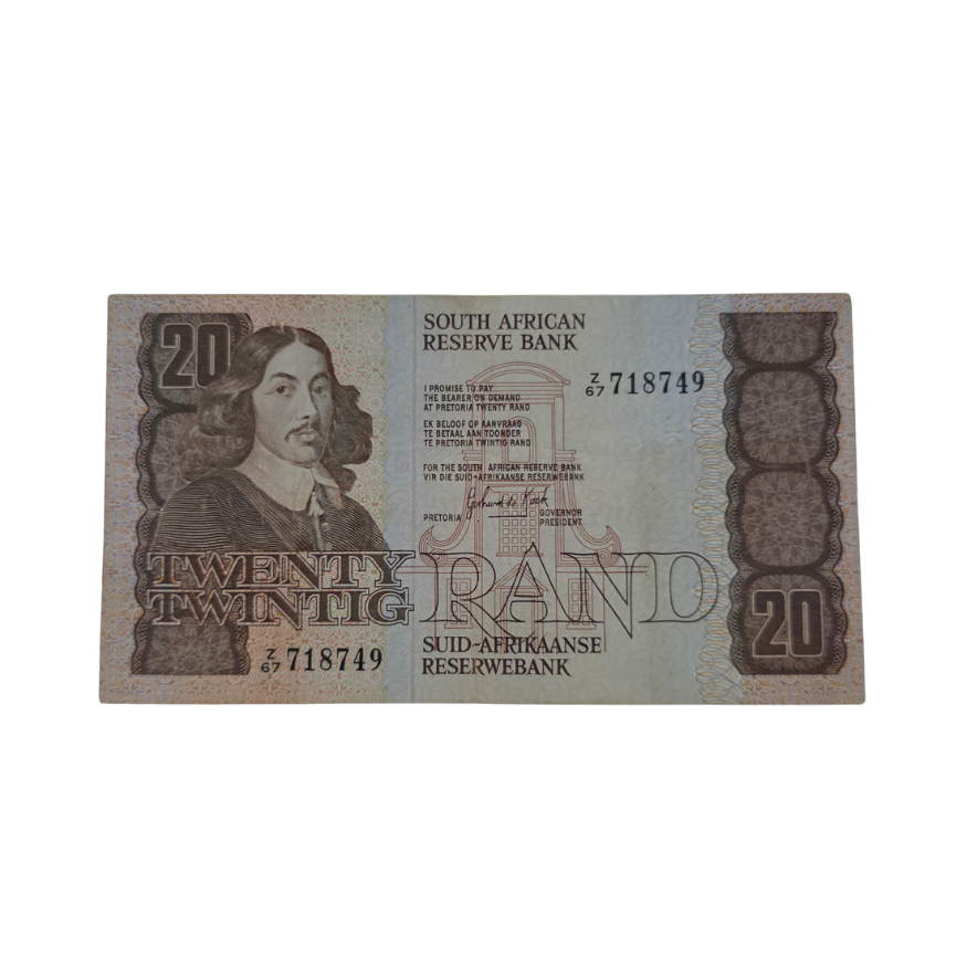 South African Reserve Bank Twenty Rand 1984 Enf/Afr S/N: Z67/718749 Hern: 682
