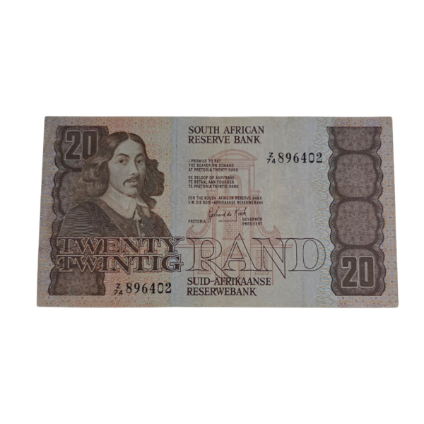 South African Reserve Bank Twenty Rand 1984 Eng/Afr S/N: Z74/896402 Hern: 682