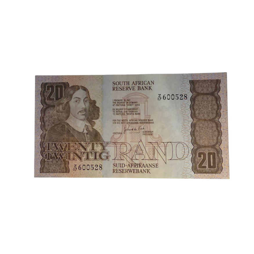 South African Reserve Bank Twenty Rand 1984 Eng/Afr S/N: Z17/600528 Hern: 682