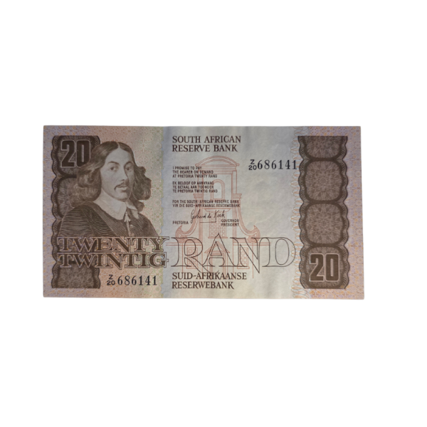 South African Reserve Bank Twenty Rand 1984 Eng/Afr S/N: Z20/686141 Hern: 682