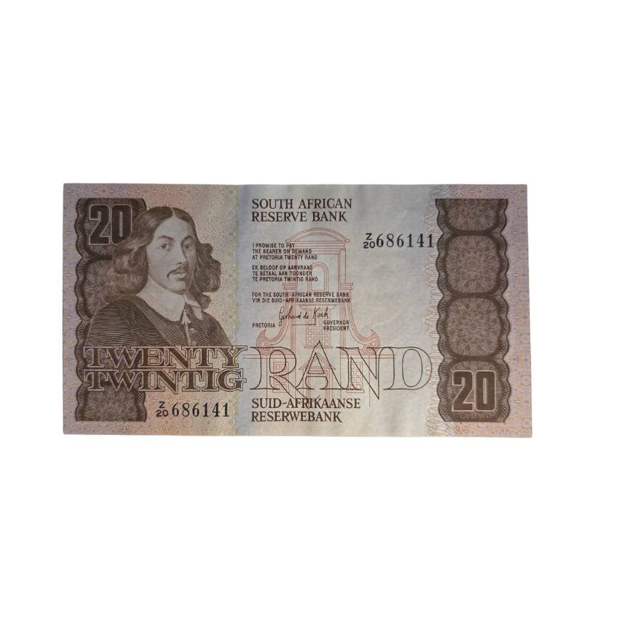 South African Reserve Bank Twenty Rand 1984 Eng/Afr S/N: Z20/686141 Hern: 682