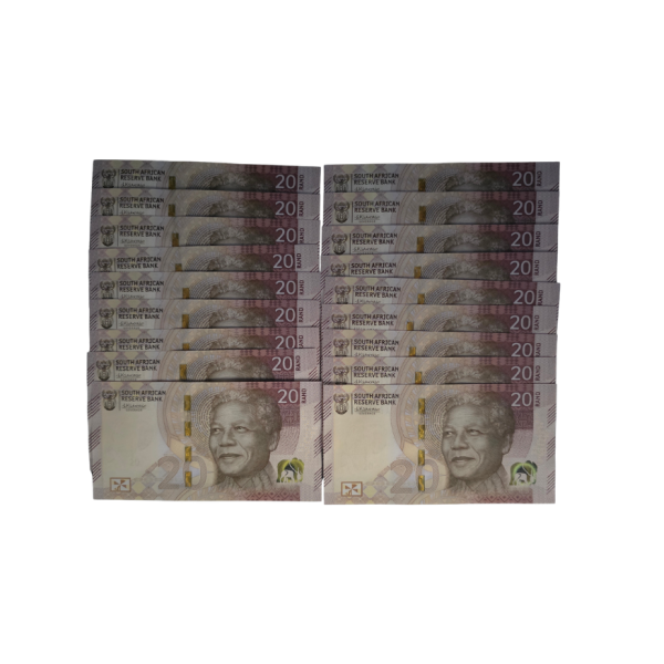 South African Reserve Bank Twenty Rand -in Sequince 2023 S/N: AB51132965 B - AB51132982 B