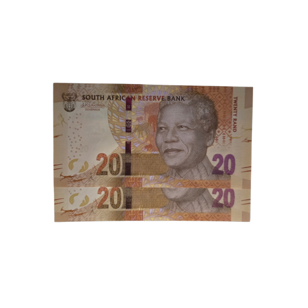 South African Reserve Bank Twenty Rand- 2014 Eng/Afr (in sequence) S/N: LG1804680 B - LG1804681 B
