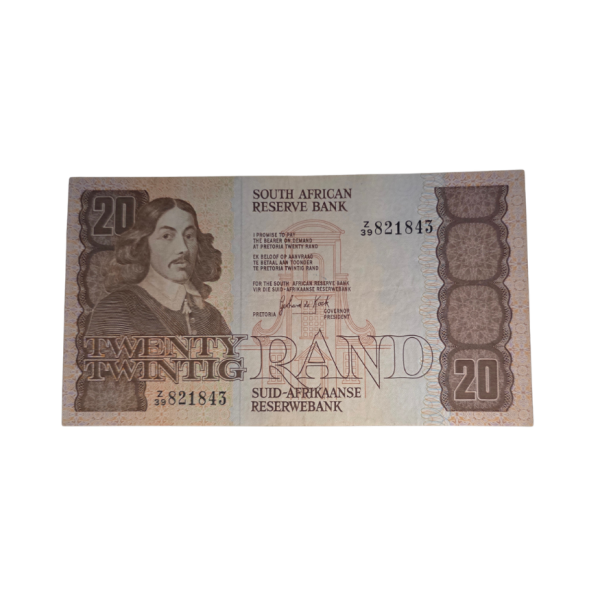 South African Reserve Bank Twenty Rand 1984 Eng/Afr S/N: Z39/821843 Hern: 682
