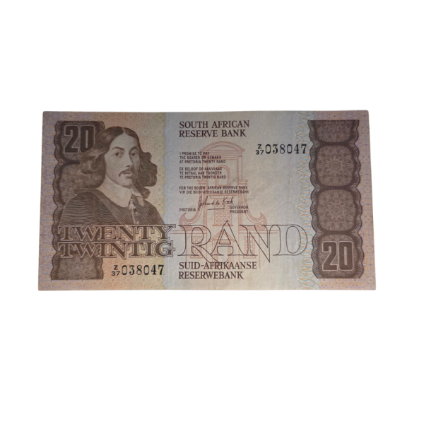 South African Reserve Bank Twenty Rand 1984 Eng/Afr S/N: Z37/038047 Hern: 682
