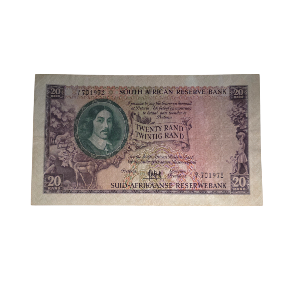 South African Reserve Bank Twenty Rand 1961 Eng/Afr S/N: D1/701972 Hern: 661