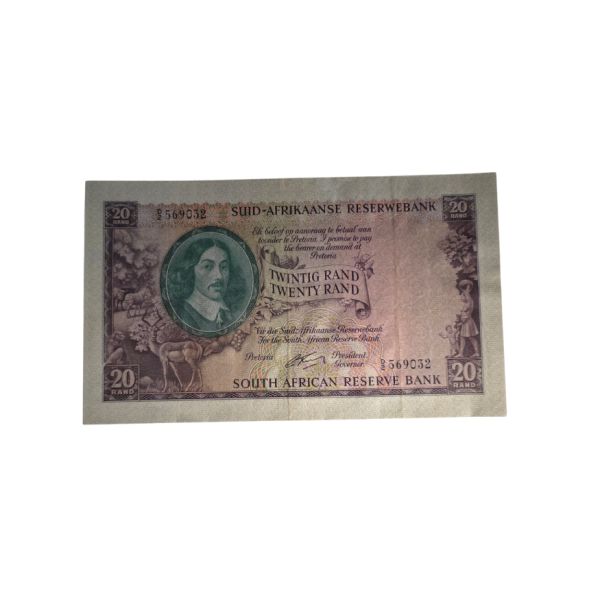 Spouth African Reserve Bank Twenty Rand 1962 Afr/Eng S/N: D2/569032 Hern: 663