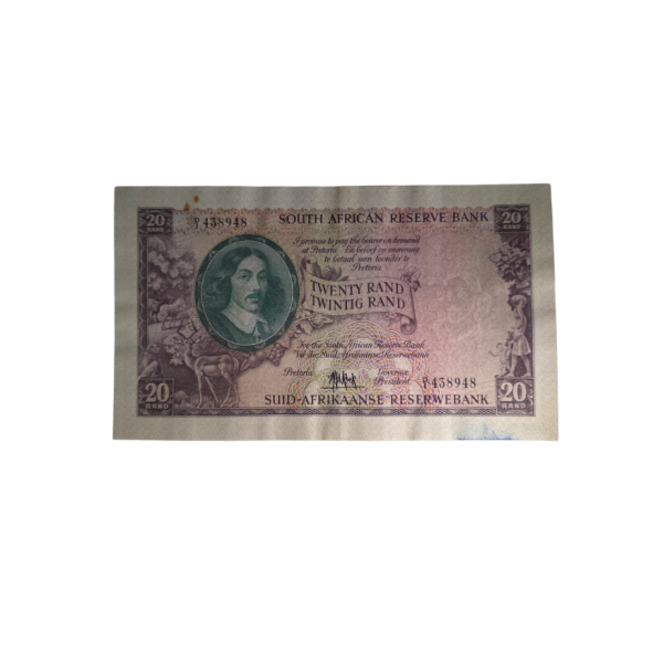 South African Reserve Bank Twenty Rand 1961 Eng/Afr S/N: D1/438948 Hern: 661