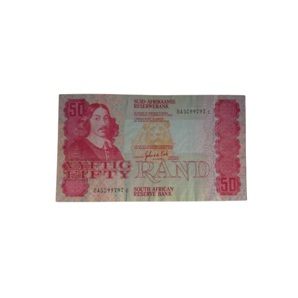 South African Reserve Bank Fifty Rand Afr/Eng 1984 S/N: BA5099797E Hern: 802