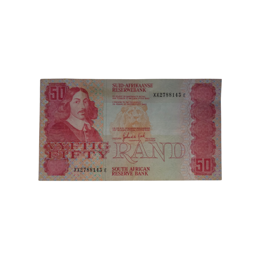 South African Reserve Bank Fifty Rand 1984 Afr/Eng S/N: XX2788143E Hern: 803
