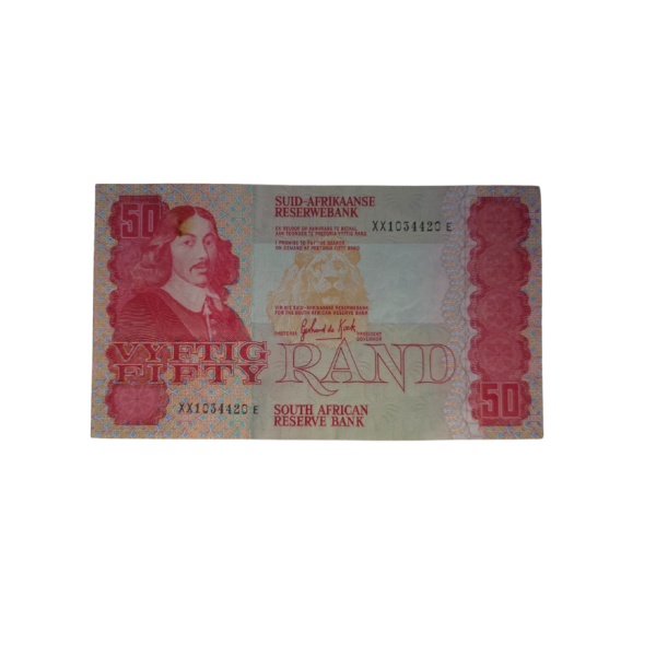 South African Reserve Bank Fifty Rand 1984 Afr/Eng S/N: XX1034420E Hern: 803