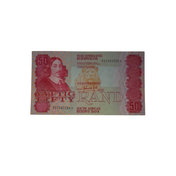 South African Rederve Bank Fifty Rand 1984 Afr/Eng S/N: XX0545728E Hern: 803