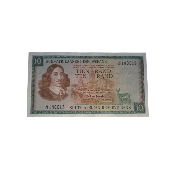 South African Reserve Bank Ten Rand Afr/Eng 1967 S/N: W12/180013 Hern: 514