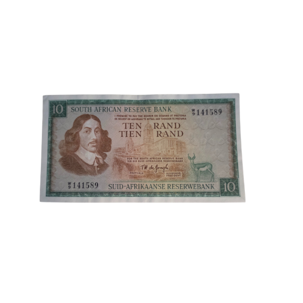 South African Reserve Bank Ten Rand Eng/Afr S/N: W9/141589 Hern: 515