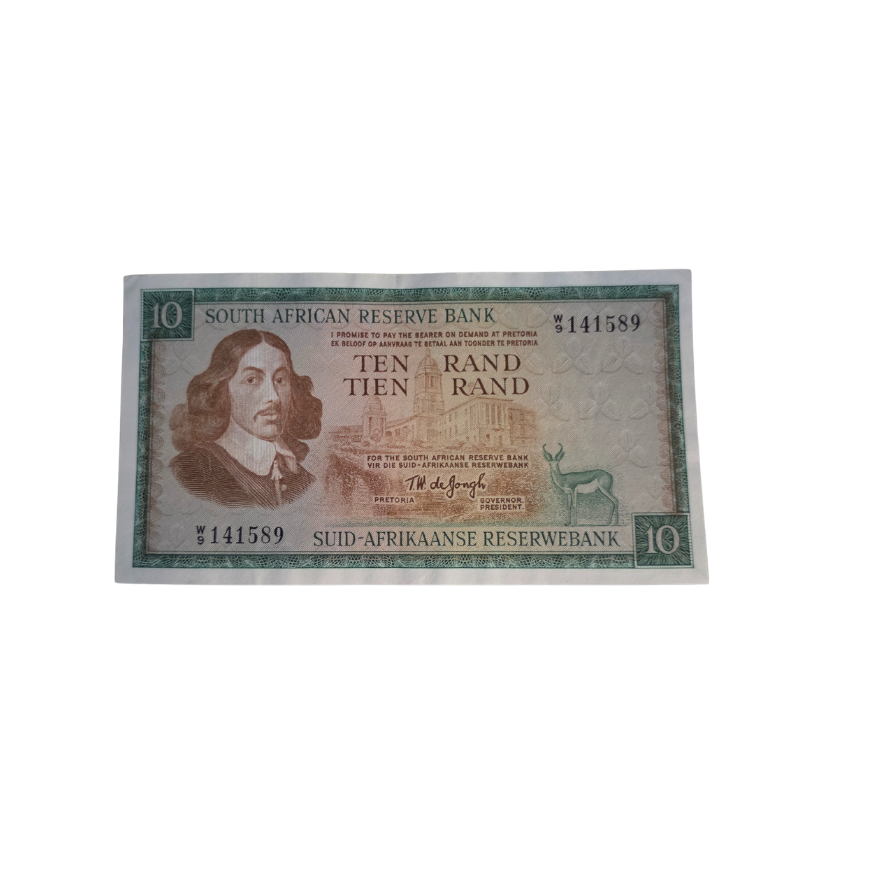 South African Reserve Bank Ten Rand Eng/Afr S/N: W9/141589 Hern: 515