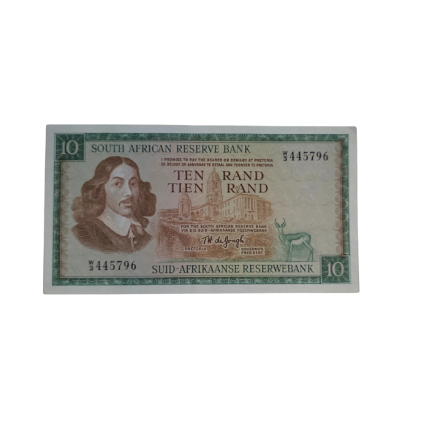 South African Reserve Bank Ten Rand Eng/Afr 1967 S/N: W3/445796 Hern: 515