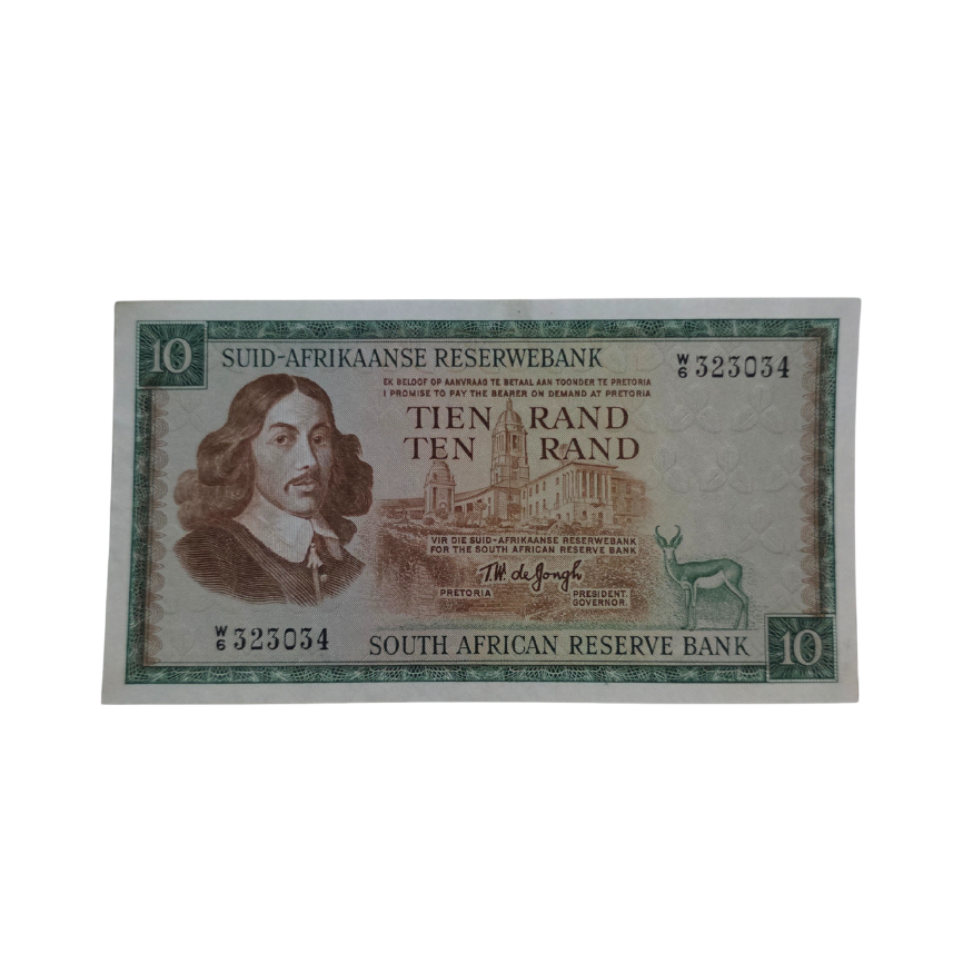 South African Reserve Bank Ten Rand Afr/Eng S/N: W6/323034 Hern: 514